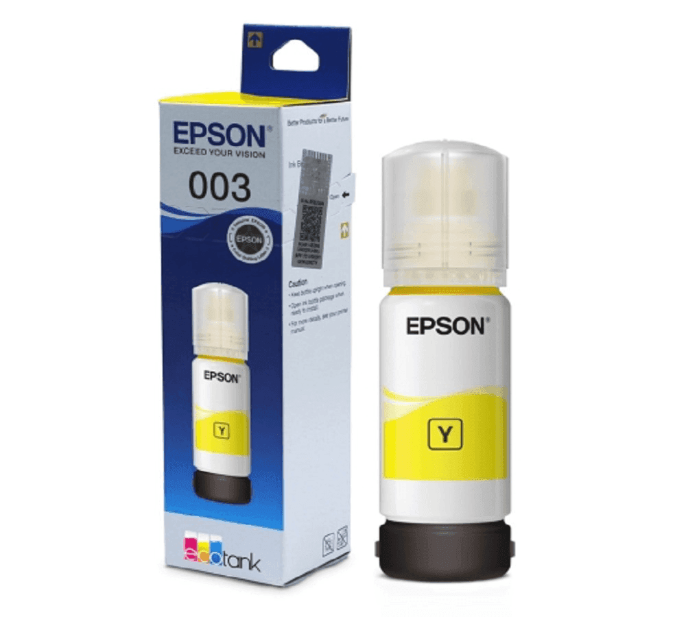 Yellow Ink 65mi- 003: Epson L3110/ L3150/ L3151/ L3152/ L3156/ L5190/ L3116/ L3115/ L3101/ L3100/ L3250/ L5290/ L3252/ L3255/ L3211/ L3212/ L1110/ L1250/ L3210/ L3200/ L3215/ L3216/ L3251/ L3256/ L3260